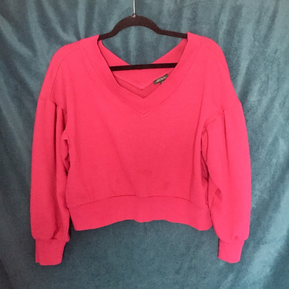 Wild Fable Hot Pink Cropped Sweatshirt (Sz M)